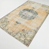 Vintage Mustard & Blue Oriental Pattern Rug, 157x254Cm