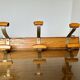 Scandinavian wall coat rack in wood and metal 6 hooks 60s 70s