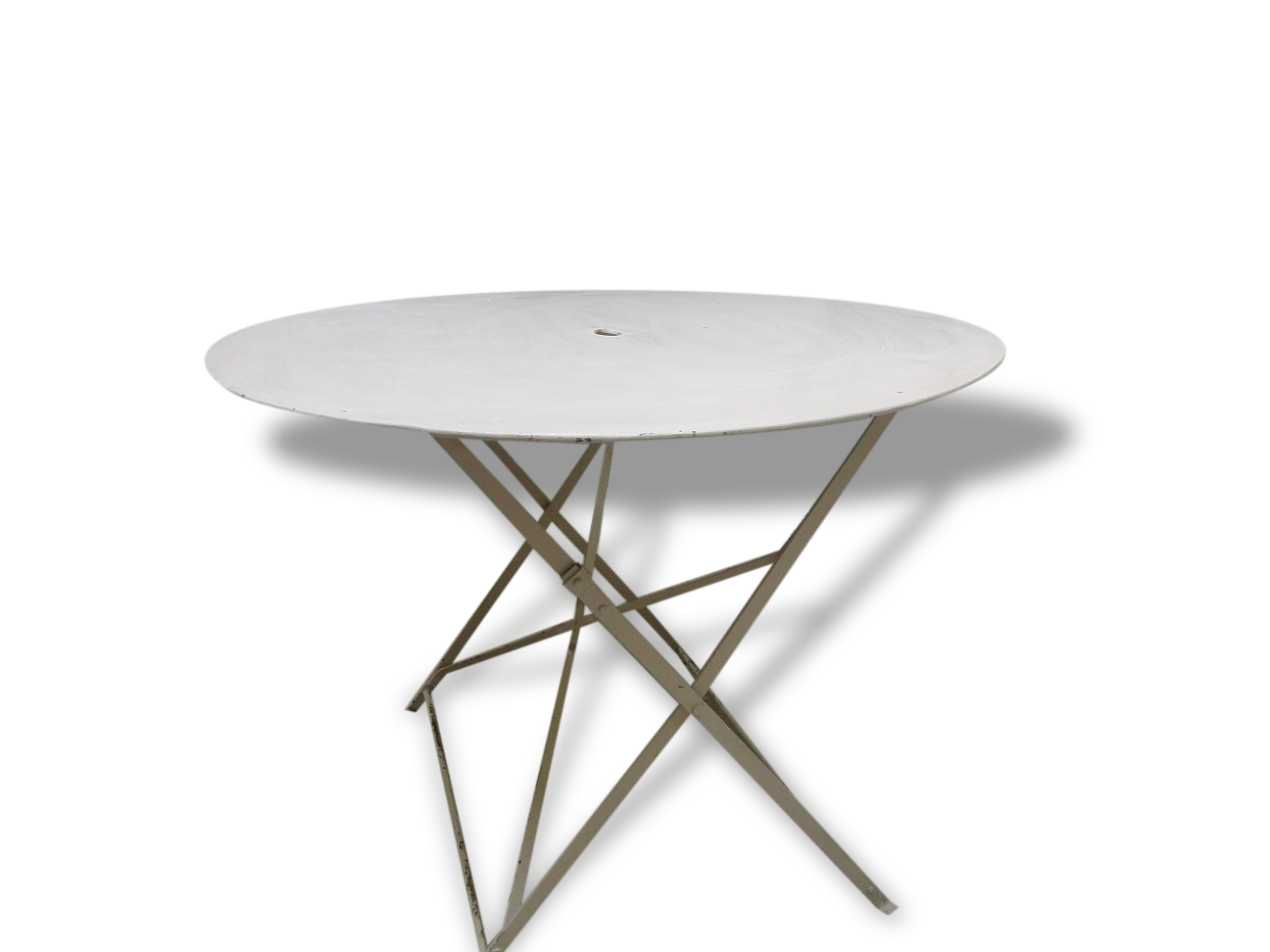 Table old round metal folding