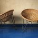 Pair of mid century bamboo and iron pod chairs, 1960s