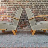 Pair of armchairs by Jindrich Halabala for Thonet 1950. Art deco