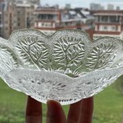 East German (GDR, probably Lausitzer) Crystal Glass Serving Bowl with Tree Motif