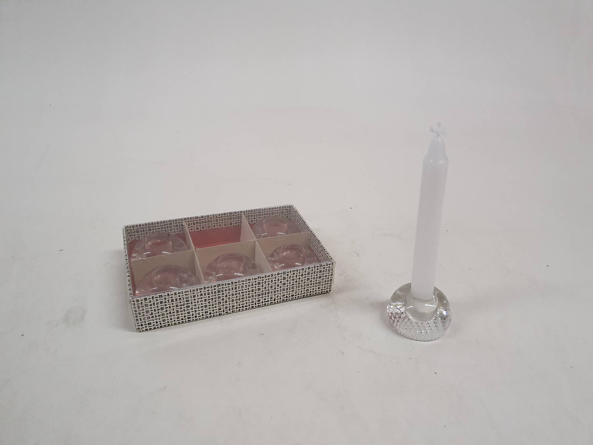 6 porte-bougies dans leur boîte, Pays-Bas années 1950