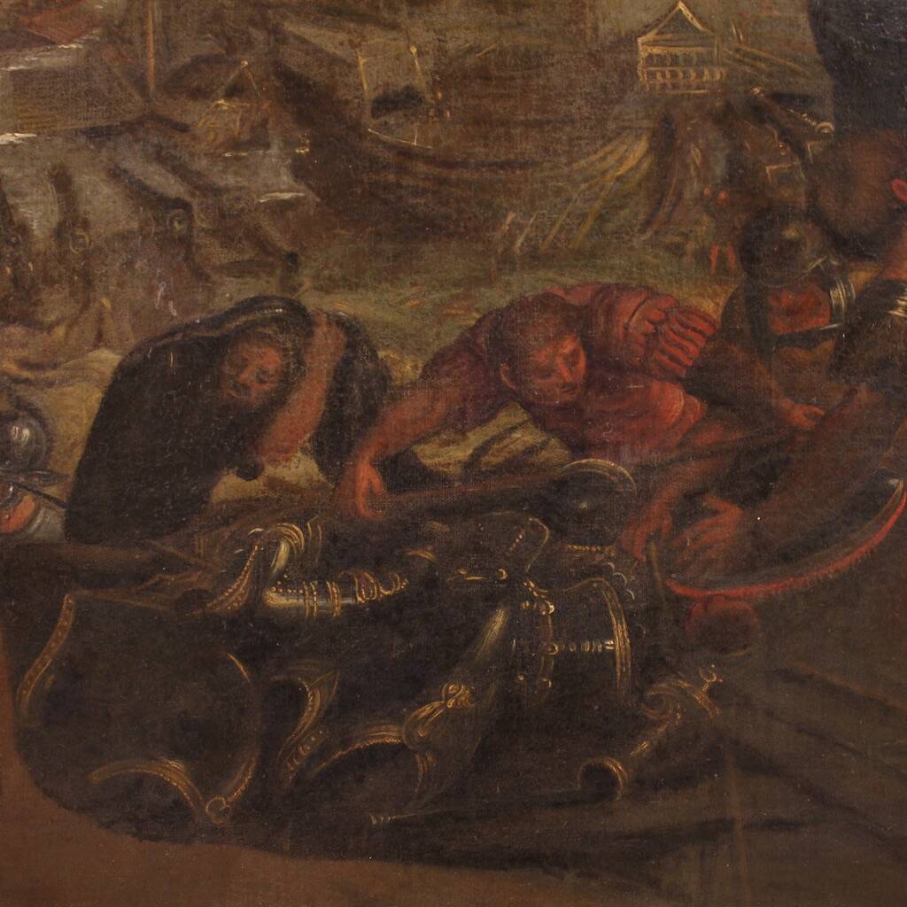 Great 17th century Italian painting, the sacking of the city