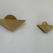 Pair of vintage geometric sconces, brass, France 1970