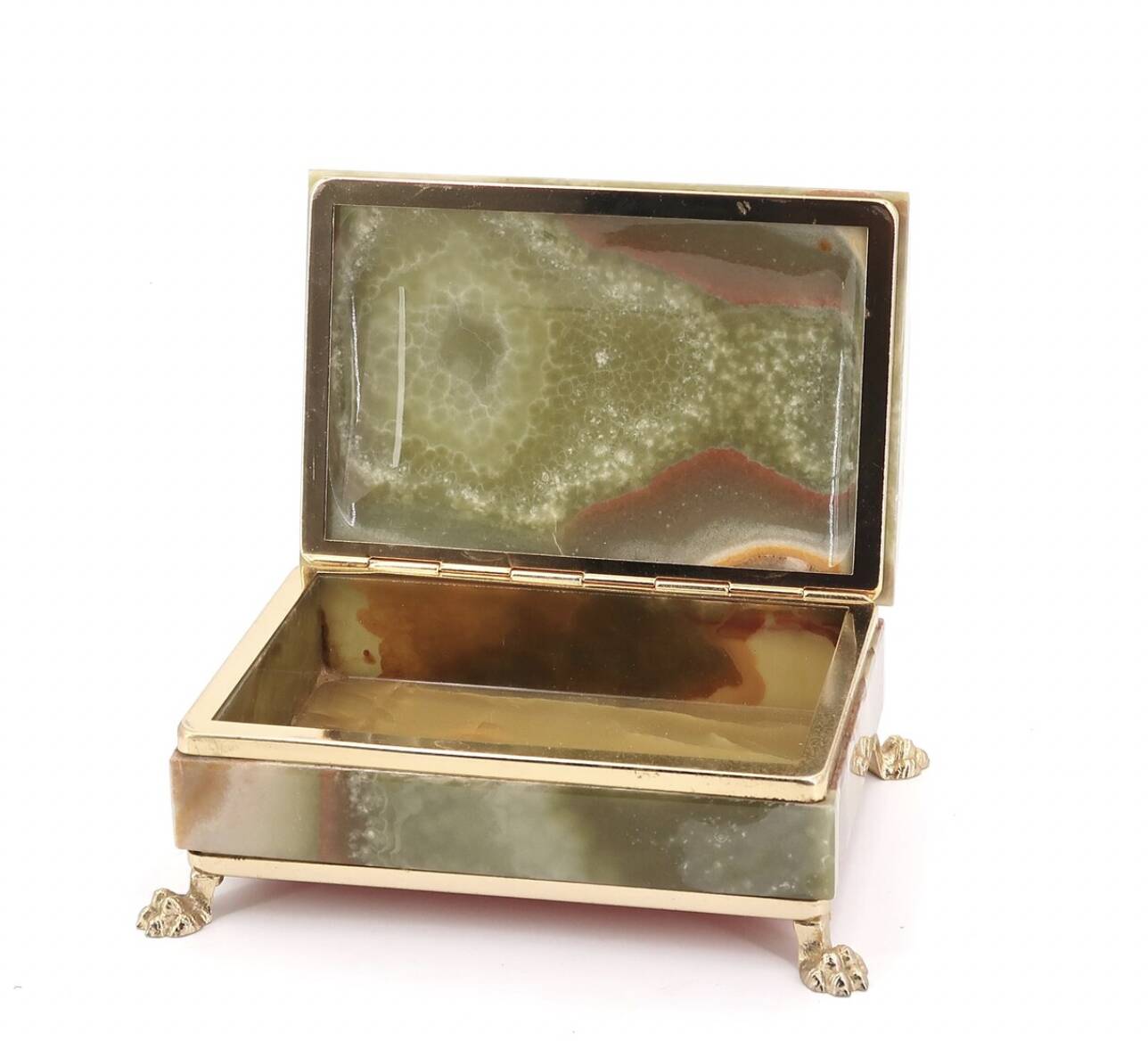 Italian onyx and gold metal catchall, 1970s.