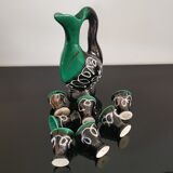 Ceramic liqueur service, zoomorphic, signed Vallauris