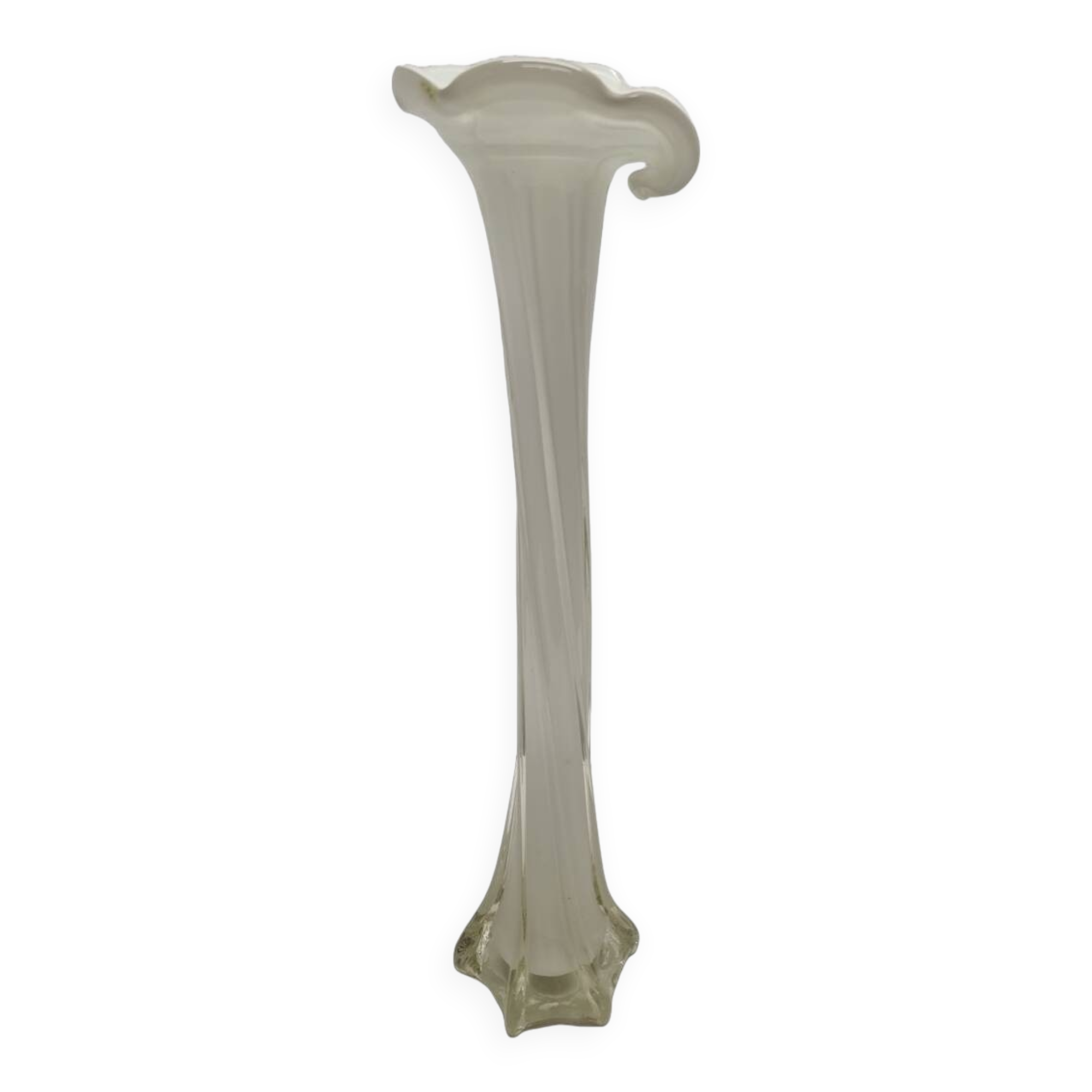 Vintage Twisted Opaline Vase, 1970s