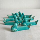 10 vintage duck blue ceramic knife holders from the 50s