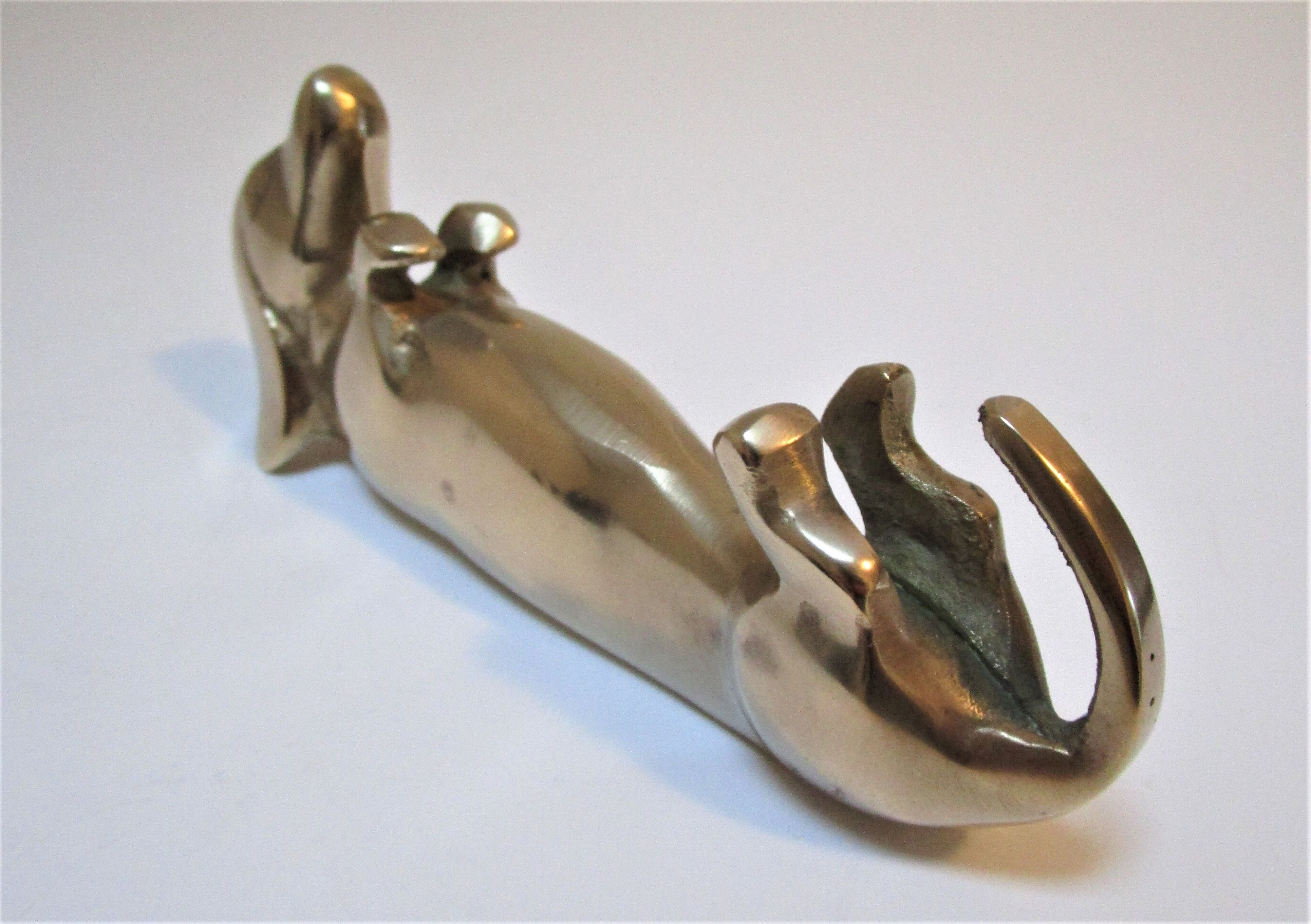 Dachshund solid brass vintage zoomorphic paperweight 60s-70s