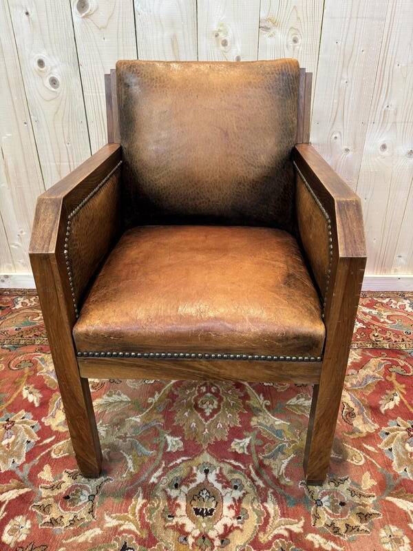 Art Deco Leather Armchair