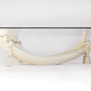 Hollywood regency style faux tusk coffee table, 1980s
