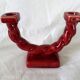 Ceramic chandelier, signed LONGCHAMP, twisted old red