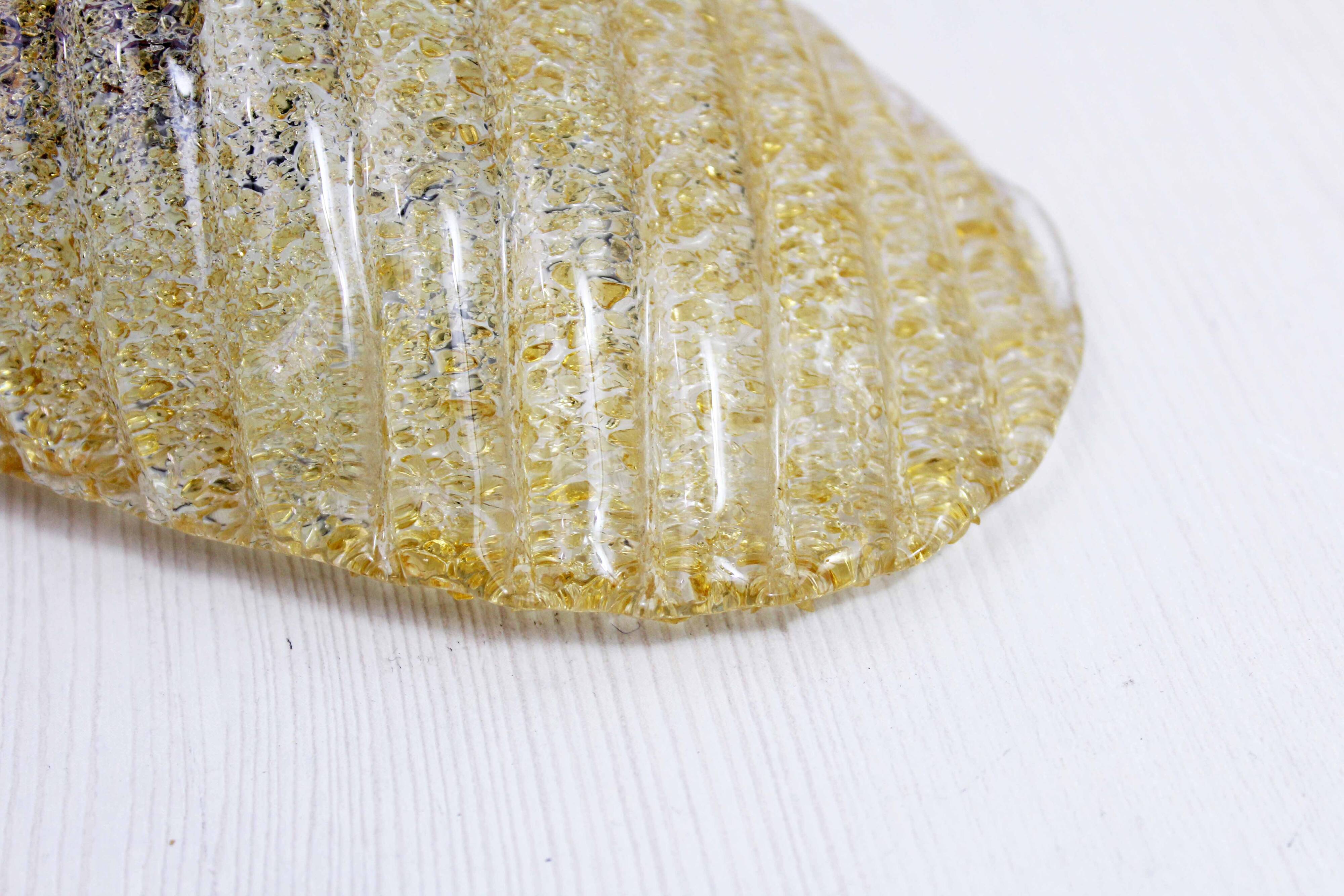 Pair of gilded glass wall lights 1970