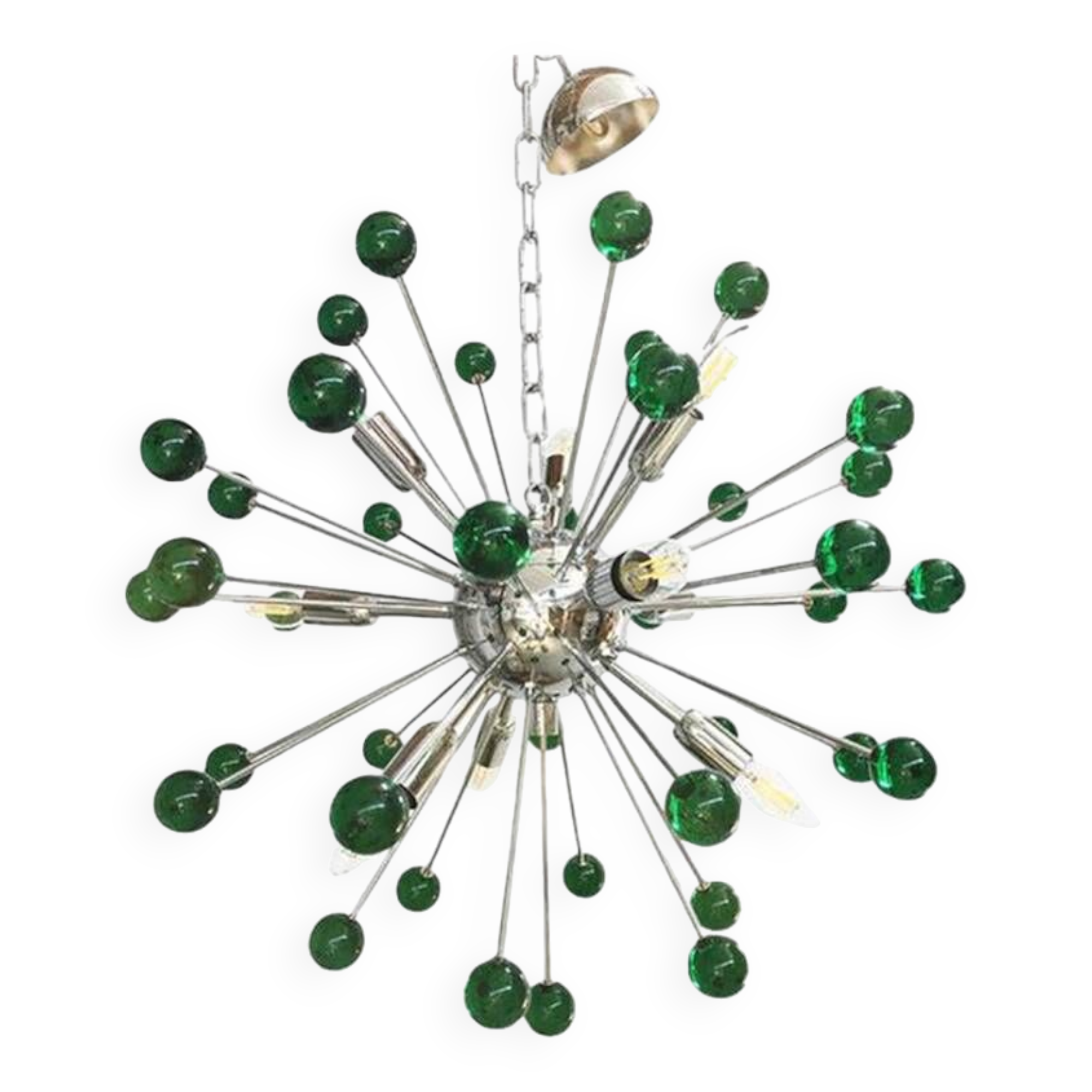 Contemporary Chandelier Green Sputnik Murano Glass Chandelier