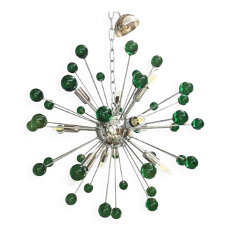 Contemporary Chandelier Green Sputnik Murano Glass Chandelier