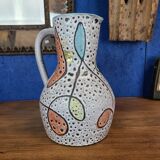 Hyèvre art pitcher signed polychrome enamels
