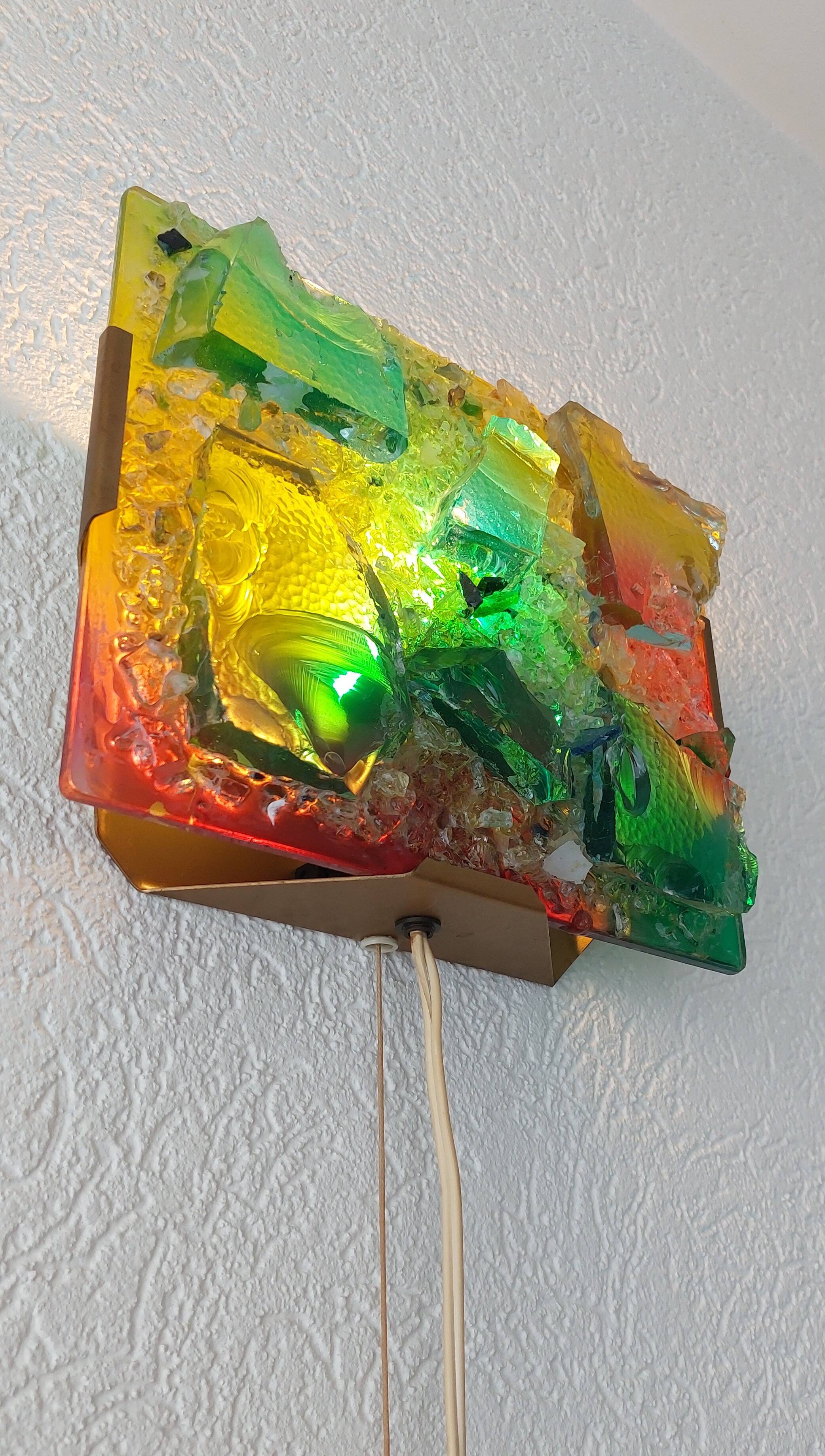 Brutalist Sculptural Broken Glass Wall Lamp by Cosack Leuchten.