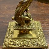 Bronze fish candlestick, late 19th century