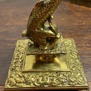 Bronze fish candlestick, late 19th century