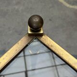Mid-century Hollywood neoclassical brass and glass side tables or bedside tables from the 1950s, set of 2.