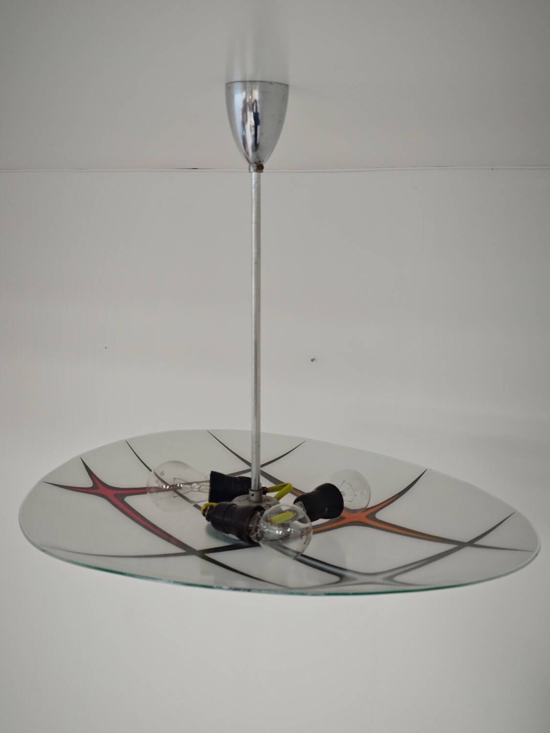 Modernist Czechoslovakian Zukov pendant light, geometric pattern, 1960