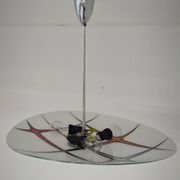 Modernist Czechoslovakian Zukov pendant light, geometric pattern, 1960