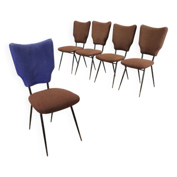Chaises vintage en métal et laiton, Italie, années 1950-1960