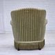 1960s, Danish armchair, original striped furniture velour, beech wood legs.