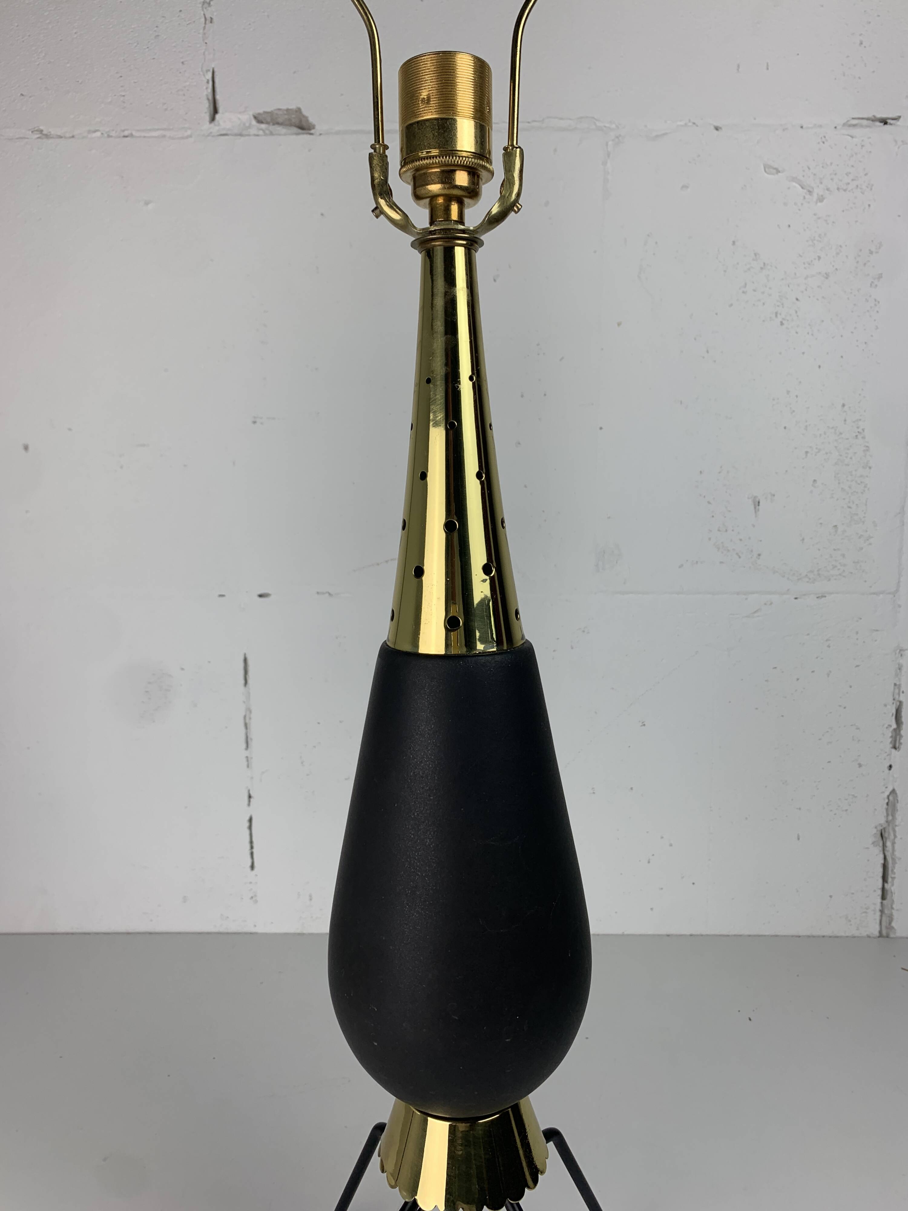 Large midcentury sputnik Stilnovo style brass table lamp, US 1950s