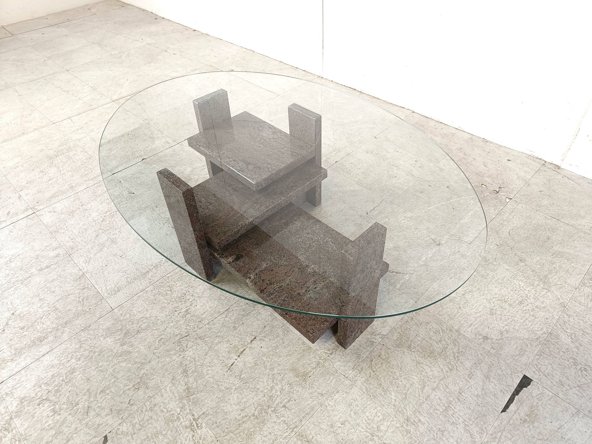 Table basse vintage en granit par Willy Ballez, 1970