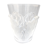 Lalique collection small vase crystal pattern art nouveau chene leaves