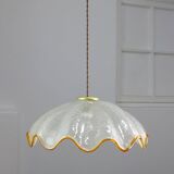 Mid-Century Italian Murano Glass and Brass Pendant Lamp