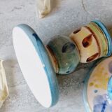 2 hand painted candle holders