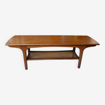 Table basse style scandinave McIntosh 2 niveaux teck rotin