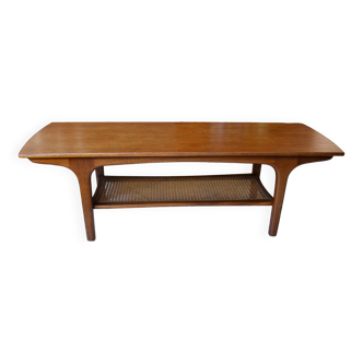 McIntosh Scandinavian style coffee table 2 levels teak rattan