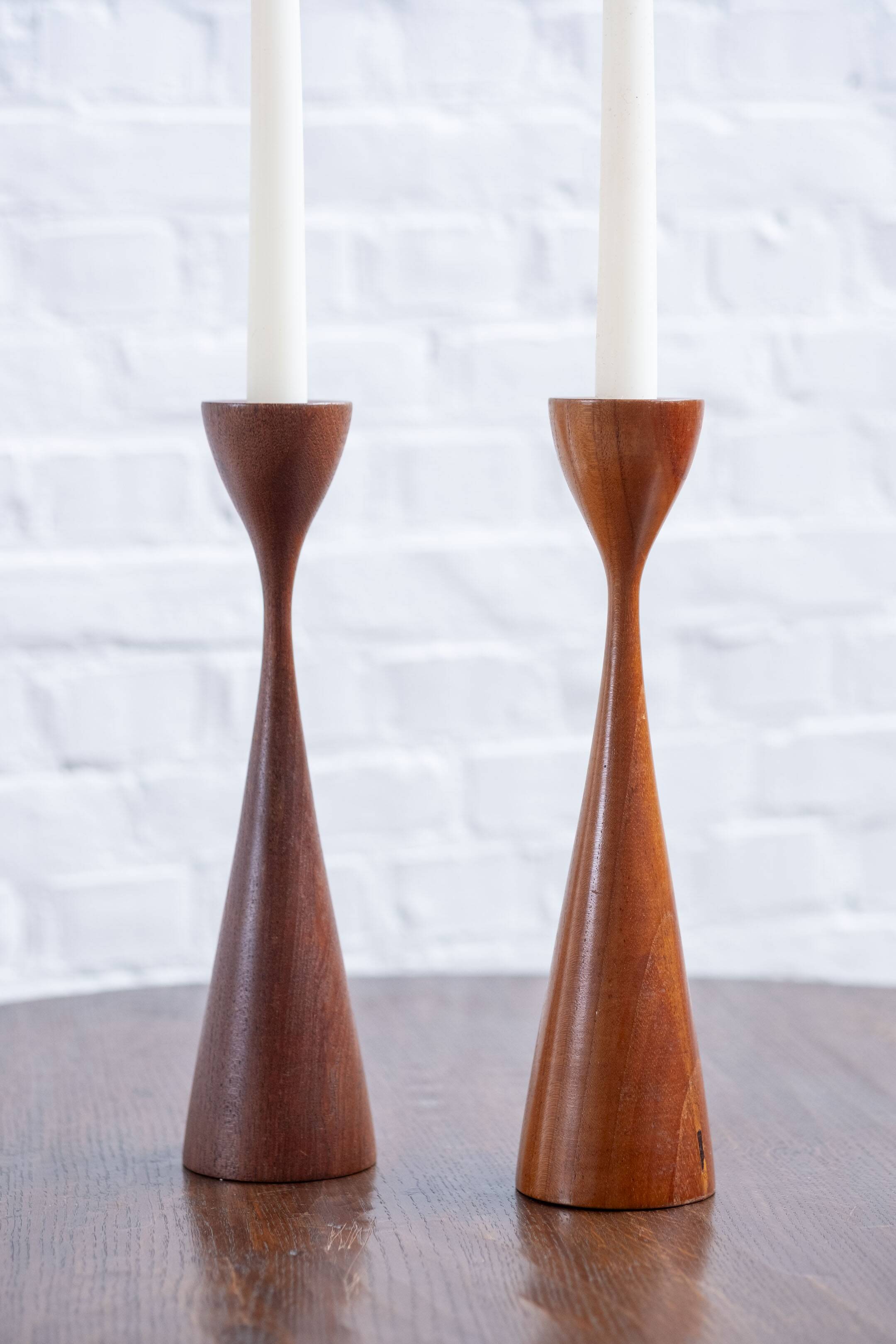 2x Teak Candlesticks, 1960s Denmark