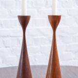 2x Teak Candlesticks, 1960s Denmark