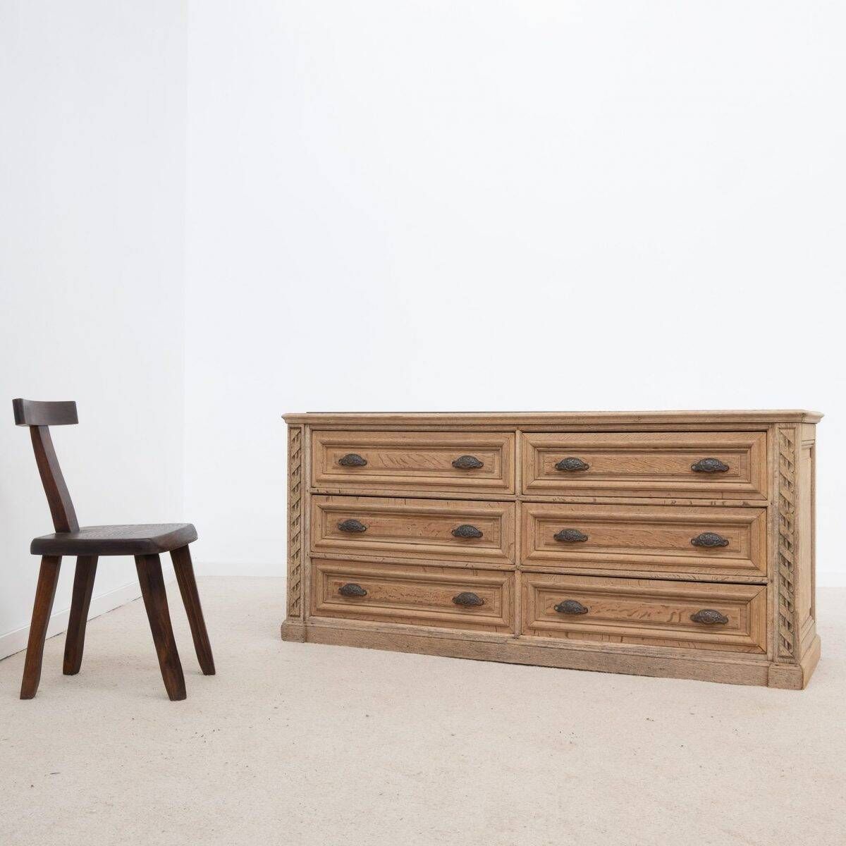 Trade cabinet with drawers in oak and blue stone – early 20th century