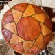 Vintage Berber leather pouf