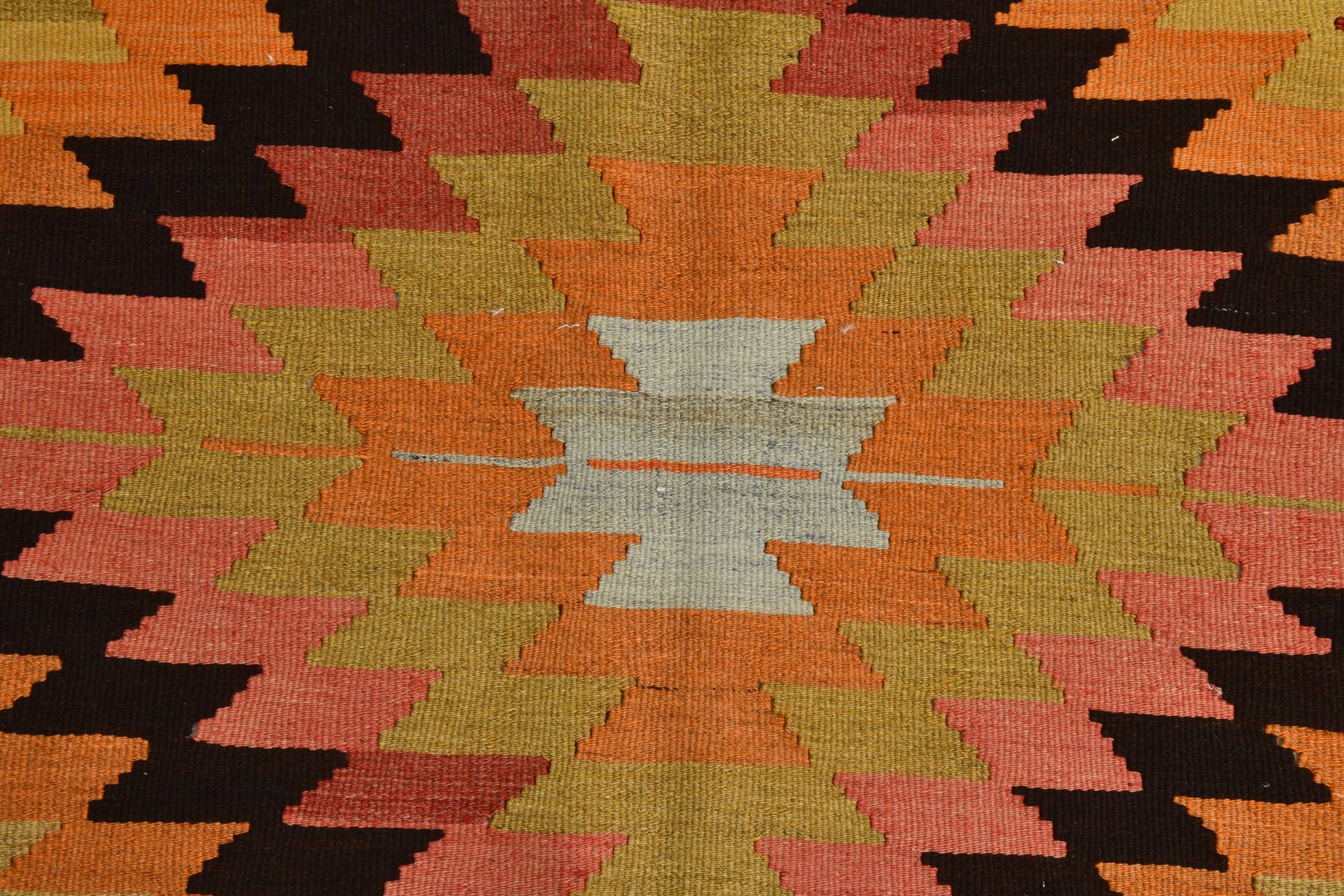Kilim Turc Vintage en Laine Tissé Main, Tapis Tribal Ancien, 177x291 Cm