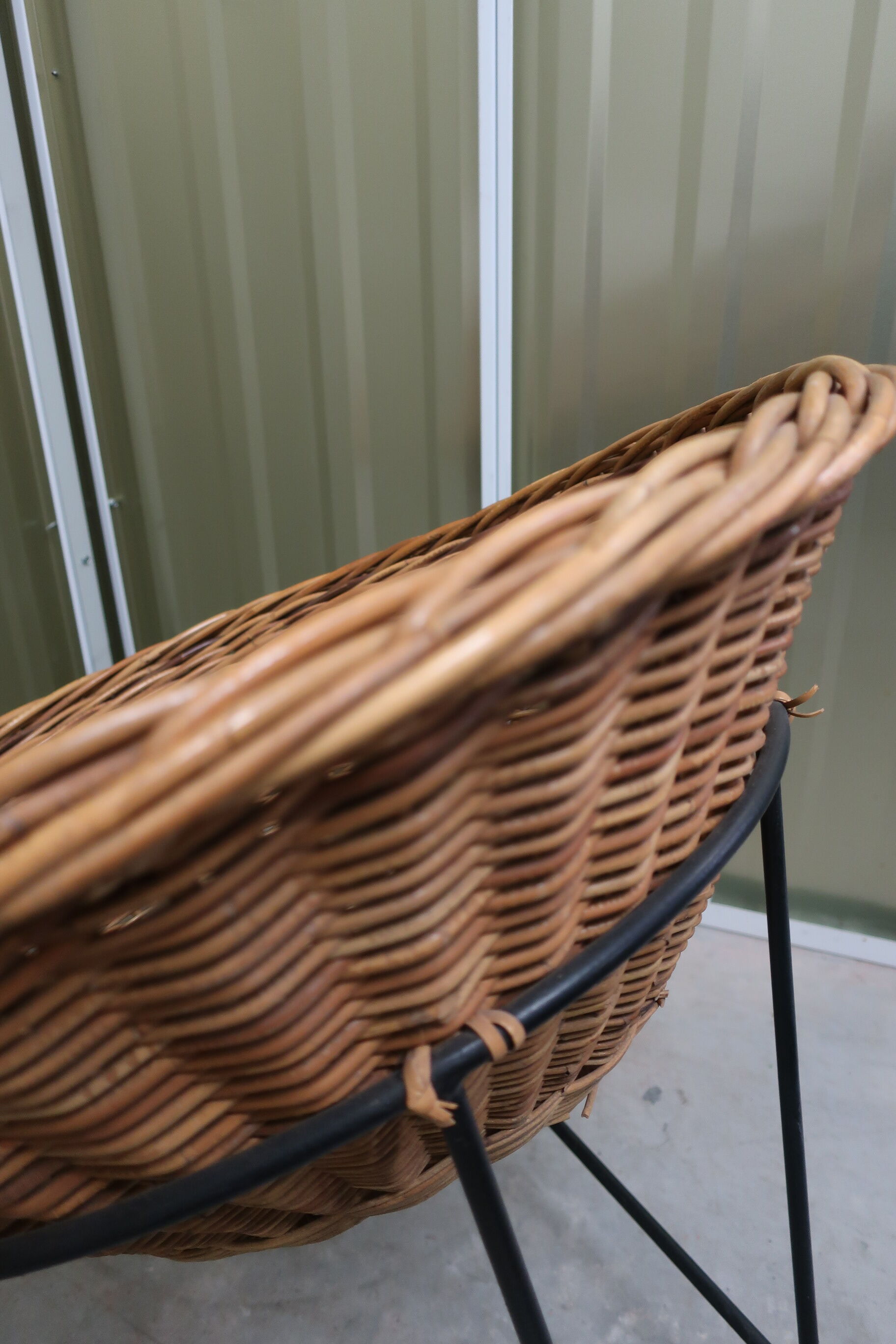 1960s rattan basket armchair