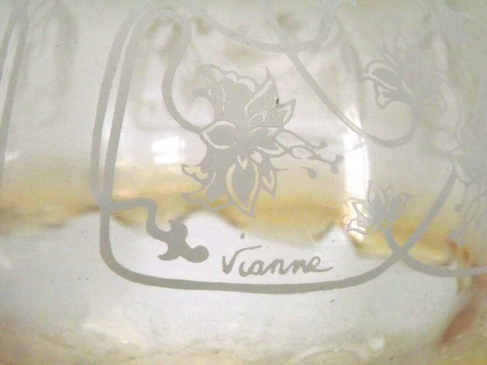 Vintage French signed Vianne amber glass ceiling light with floral decoration 4523