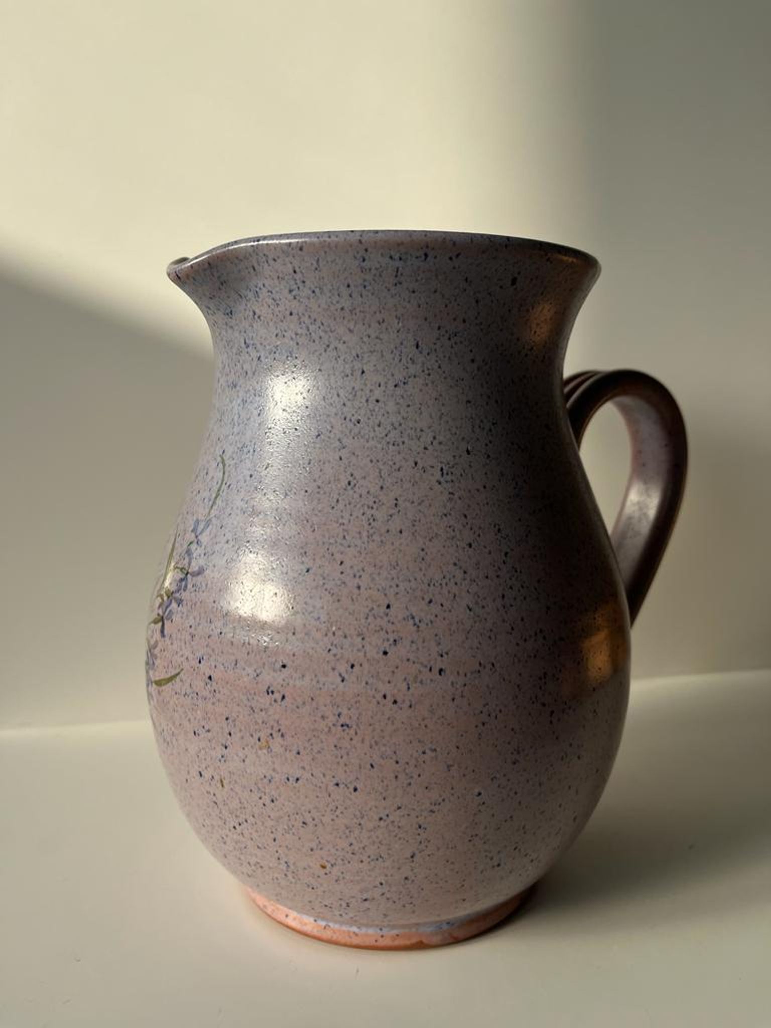 Vintage purple carafe with field flower patterns H:20cm