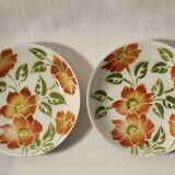 Set of 2 hollow plates Moulin des Loups - Ontario model - orange flowers