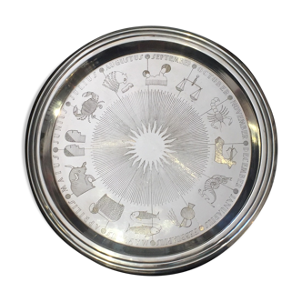 Silver metal tray 12 astrological signs of the famous house christofle