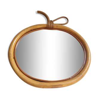 Miroir pomme en rotin 32x35cm