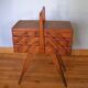 Worker sewing box feet compass