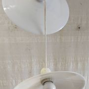 Suspension with three opaline lampshades - mid 20th century.