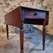 Table à abattants anglaise ancienne en acajou, fin XIXe siècle